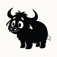 Cute cartoon yak with big eyes and horns animal illustration