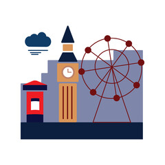 London Vector Illustration with city skylines on background 