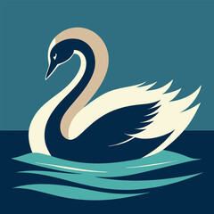 Swan silhouette gliding on water