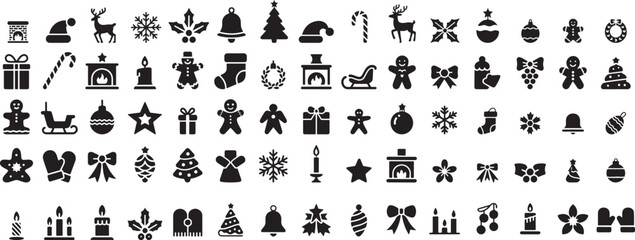 Christmas icons festive holiday symbols vector