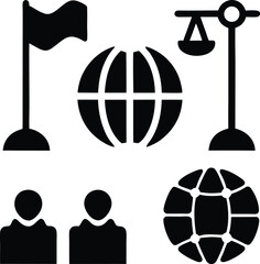 Global equality icons set flag scales people world