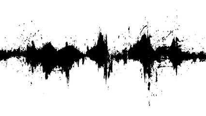 Fototapeta premium Vector brush grunge texture. Soundwave with ink splatter effect, black and white. Modern art projects, and creative backgrounds. 