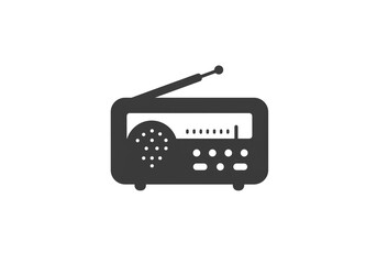Fototapeta premium A simple graphic of a black radio with an antenna on a white background in a vector illustration