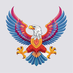 Fototapeta premium single-headed eagle in profile with wings raised into ornate volutes and feather details