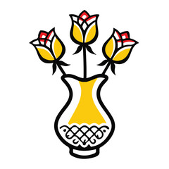 Colorful flower vase vector art illustration with a woman's silhouette design for decoration