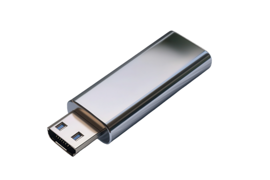 Metallic USB flash drive with sleek design for secure data storage and transfer in office or home settings