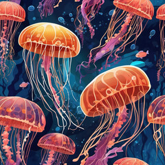 Organic Shapes Solar Jellyfish Reef in 2D Animation