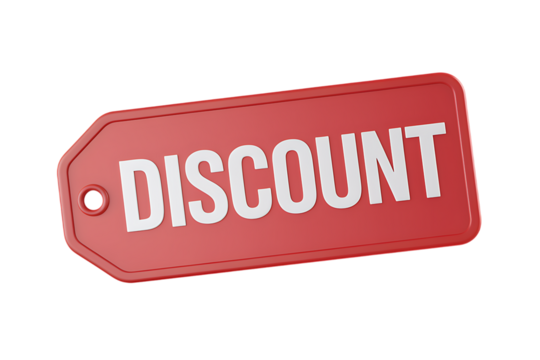 A Striking Red Discount Tag for Promotional Offers  isolated on transparent background , cutout	