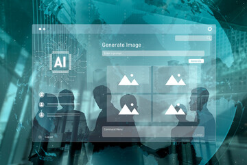 AI image generator interface enables image, AI, and generator process by converting user prompt...