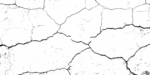 high contrast image showing a cracked white surface, creating a distressed and textured abstract pattern design element