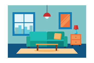 Cozy Living Room Interior Design Modern Sofa, Window, and Decor