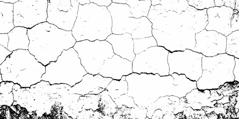 high contrast image showing a cracked white surface, creating a distressed and textured abstract pattern design element