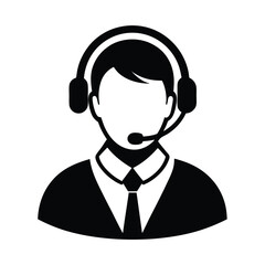 silhouette customer service on white background