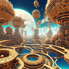 Fractal Style Ephemeral Cloud City in Stop-Motion Animation