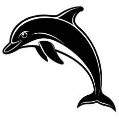 Obraz premium dolphin isolated silhouette on white background