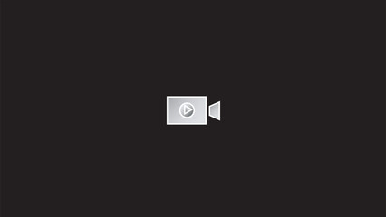 Abstract  circle recorder camera icon,video camera icon simple on black background.