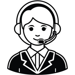 silhouette customer service on white background