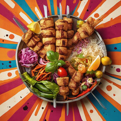 Studio Portrait of Kebab in Digital Collage Style