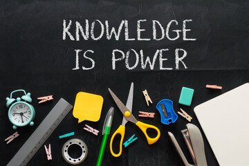 Chalkboard with the words knowledge is power written on it