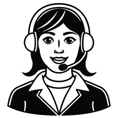 silhouette customer service on white background