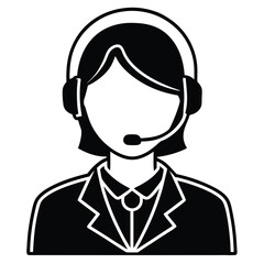 silhouette customer service on white background
