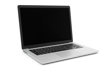 Modern Silver Laptop Black Screen High Angle Isolated