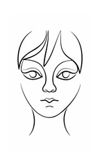 Continous line drawing of a face with eyes nose lips hair on a background vector