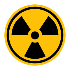 nuclear radiation hazard symbol icon. This flat design represents radioactive danger or nuclear energy. Commonly used in warning signs, safety labels, or nuclear-related content.