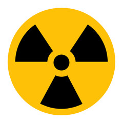 nuclear radiation hazard symbol icon. This flat design represents radioactive danger or nuclear energy. Commonly used in warning signs, safety labels, or nuclear-related content.