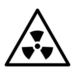 nuclear radiation hazard symbol icon. This flat design represents radioactive danger or nuclear energy. Commonly used in warning signs, safety labels, or nuclear-related content.