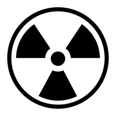 nuclear radiation hazard symbol icon. This flat design represents radioactive danger or nuclear energy. Commonly used in warning signs, safety labels, or nuclear-related content.