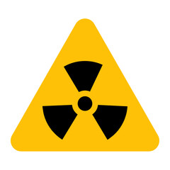 nuclear radiation hazard symbol icon. This flat design represents radioactive danger or nuclear energy. Commonly used in warning signs, safety labels, or nuclear-related content.