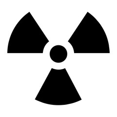 nuclear radiation hazard symbol icon. This flat design represents radioactive danger or nuclear energy. Commonly used in warning signs, safety labels, or nuclear-related content.