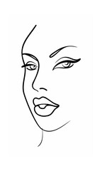 Handdrawn continous line of a woman's face with closed eye full lips female portrait
