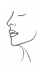 Minimalist continous line drawing of a woman's face profile on background female