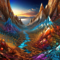 HDR Fractal Mountain Range Created with Glassblowing Techniques
