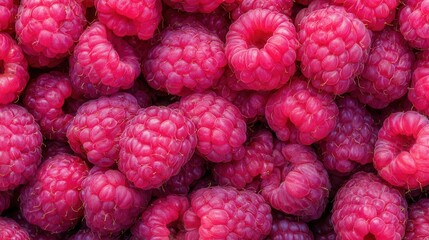 A vibrant close-up of fresh raspberries, showcasing their rich pink hues and unique textures, Ideal for food-related content, recipes, and health articles emphasizing nutritious ingredients,