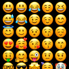 Fototapeta premium set of yellow and white smileys