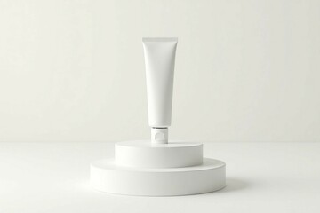 White Cosmetic Tube on Minimalist Acrylic Display



