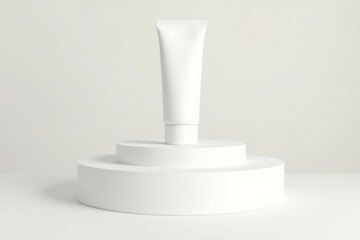 White Cosmetic Tube on Minimalist Acrylic Display



