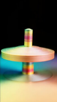A vibrant stack of colorful CDs against a dark background, capturing retro technology and digital media storage with a rainbow spectrum effect