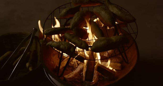 Traditional Fire-Roasted Sweet Potatoes on Open Flame