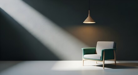 Modern Minimalist Interior Design Chair Pendant Light Contemporary Home Decor Background