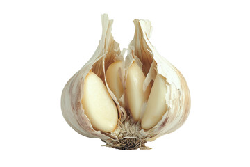 Whole garlic bulb with individual cloves showcasing its natural form and texture in a simple, clean background setting
