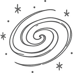 A spiral galaxy with stars and a black background