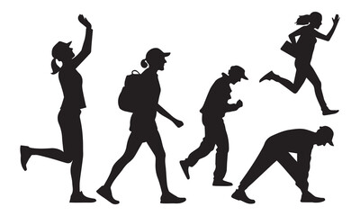 Person walking in outdoor environment silhouette