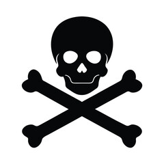 Skull and crossbones Halloween vector silhouette