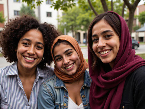 Multiethnic Young Friends Enjoying Together, Happy Diverse Group