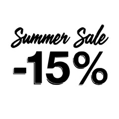 Contemporary Line Art Graphic Design Featuring the Phrase "Summer Sale -15%" in Striking Black Linear Elements on a Flawless White Canvas for Digital Ads