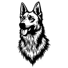 Elegant Police Dog Emblem with Delicate Vector Lines and Sleek Black Contours on Immaculate White Backdrop